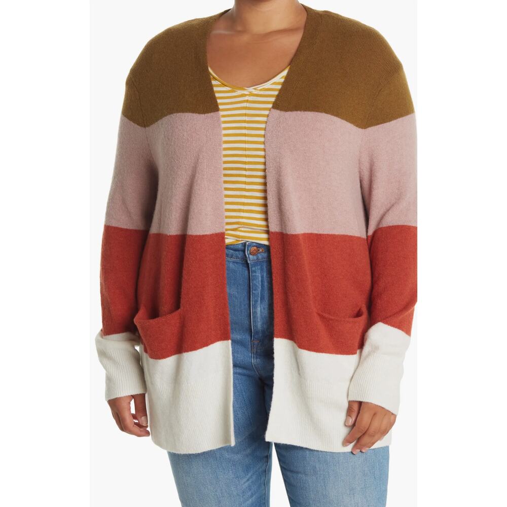 Madewell cozy walker striped open front cardigan